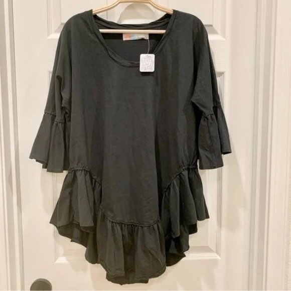 FREE PEOPLE Black Sweetness Beach Tunic Swim Coverup Bell-Sleeves Dress - Picture 4 of 8